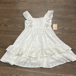 Btween White Eyelet Ruffle Kids Dress sz 7